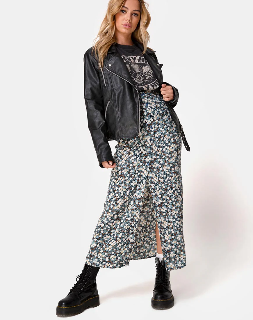 Rima Skirt in Floral Field Navy - Awmao
