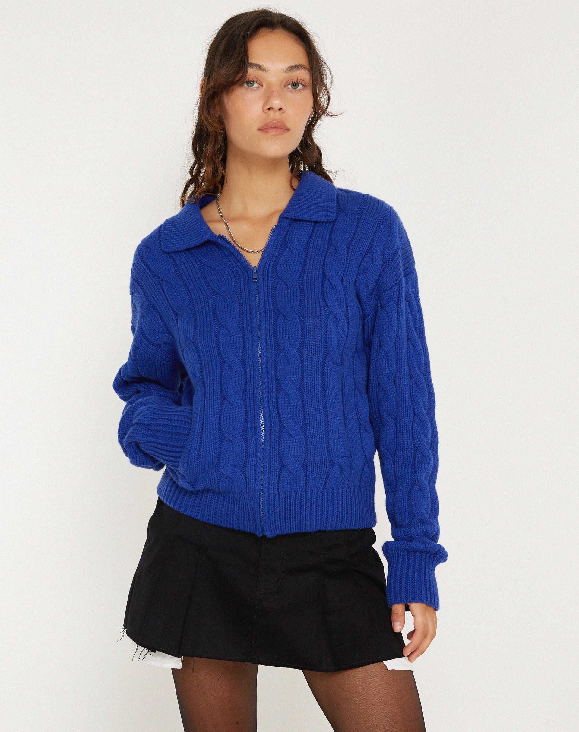 Atasya Knit Jacket in Cobalt - Awmao