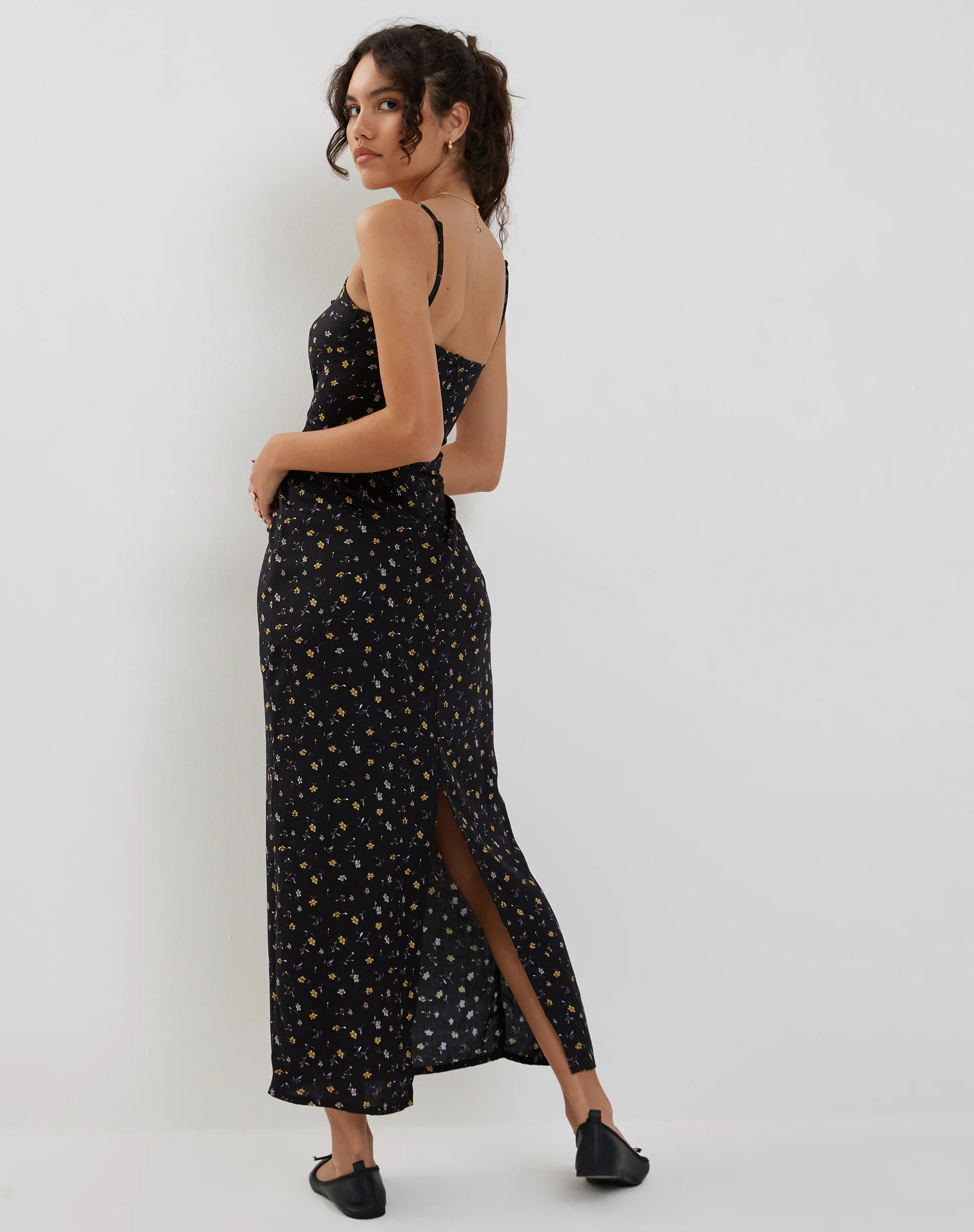 Kafka Maxi Dress in Pretty Petal Black - Awmao