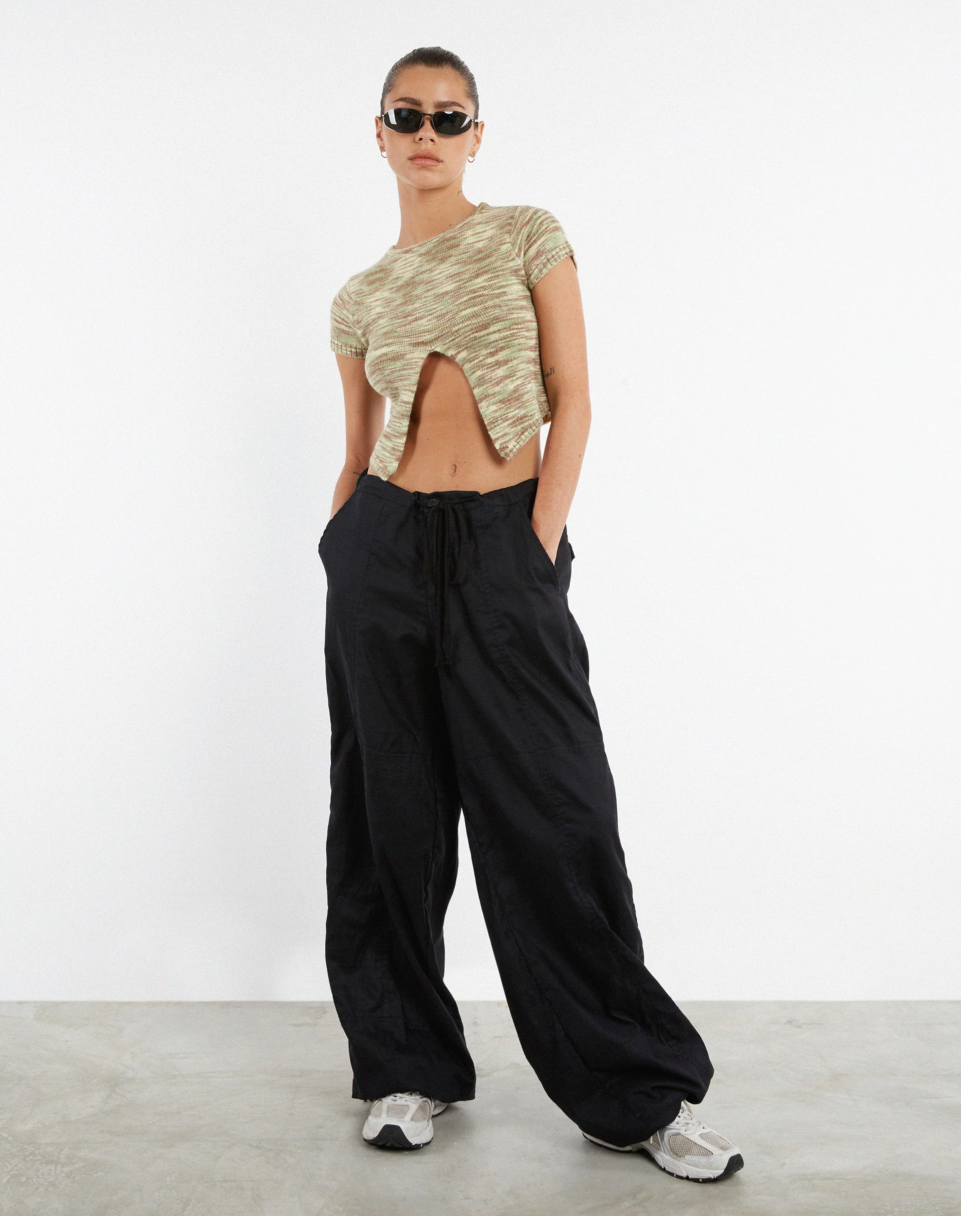 Sianda Crop Top in Mix Space Dye Khaki - Awmao