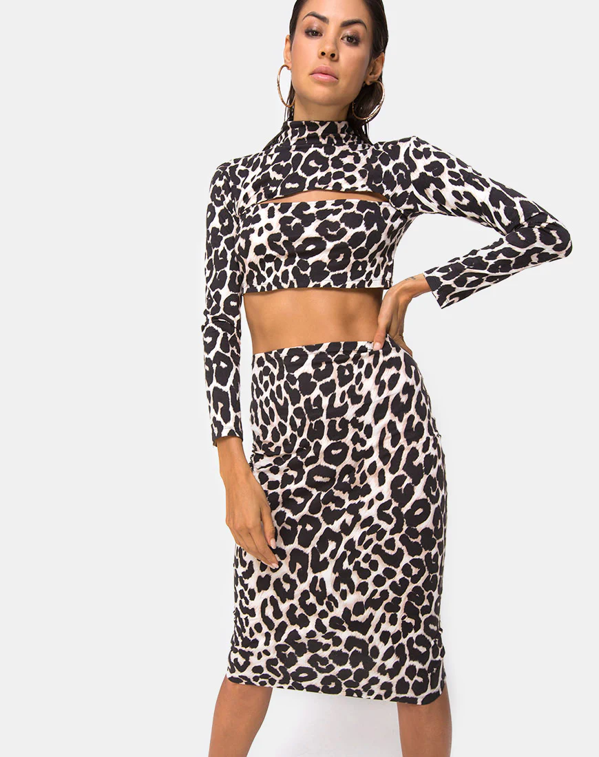 Bobby Midi Skirt in Oversize Jaguar - Awmao