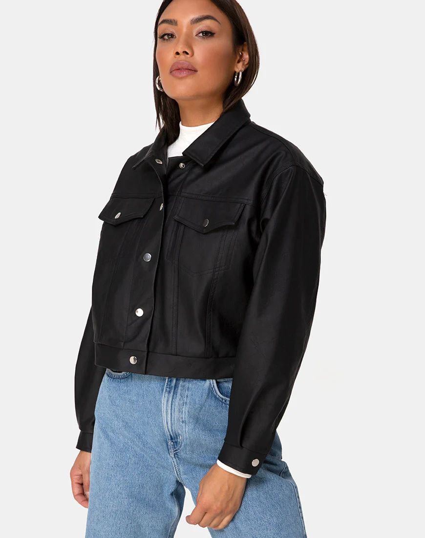 Gina Jacket in PU Black - Awmao