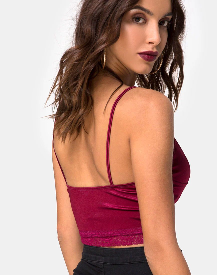 Dyrana Top in Burgundy with Burgundy Lace - Awmao