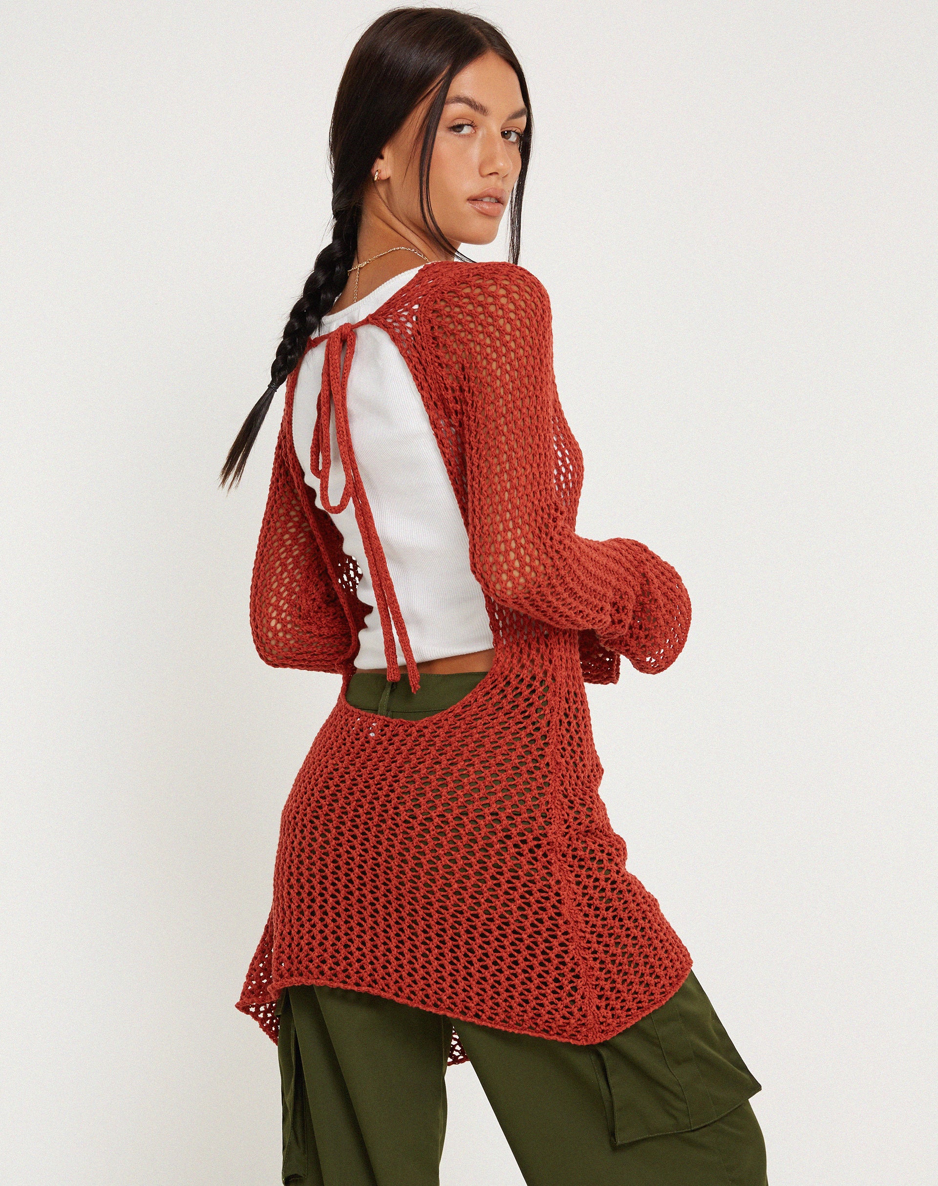 Juwita Mini Dress in Burnt Orange - Awmao