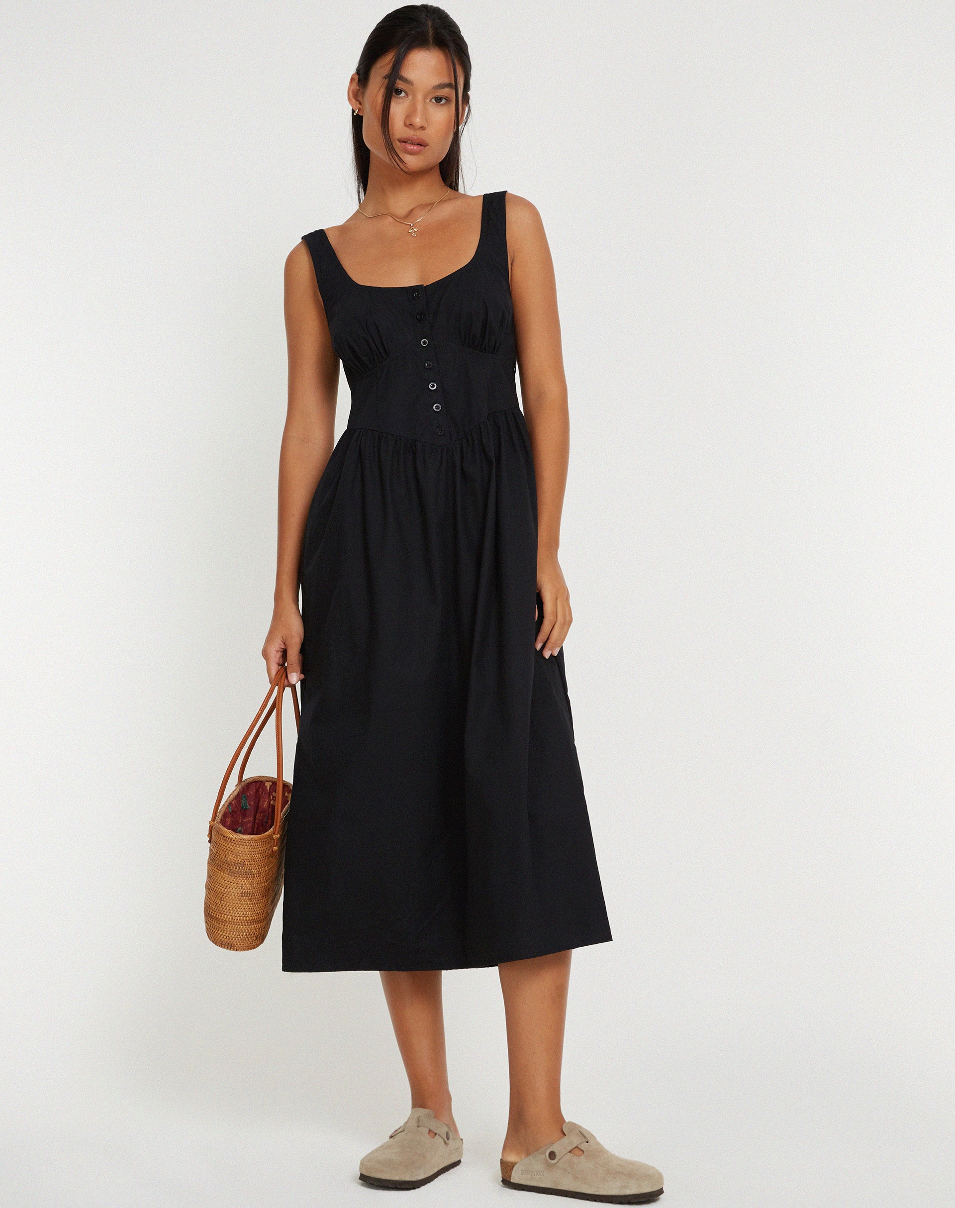 Melrose Midi Dress in Black - Awmao