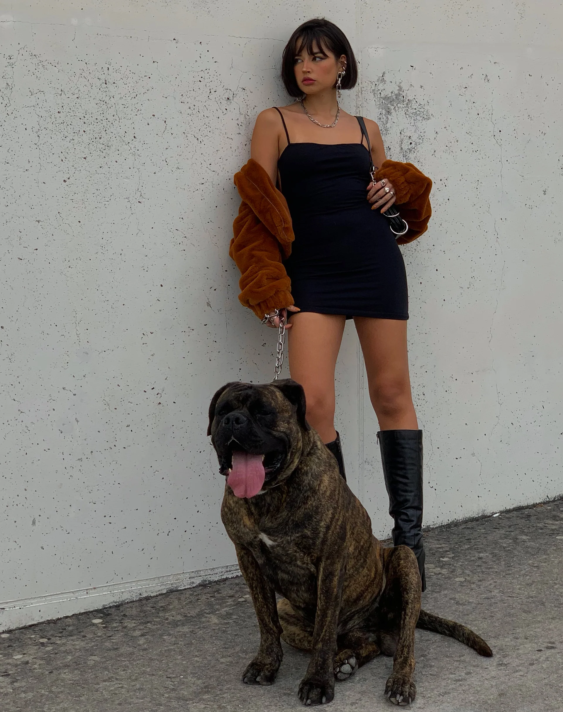 Sambre Mini Dress in Lycra Black - Awmao
