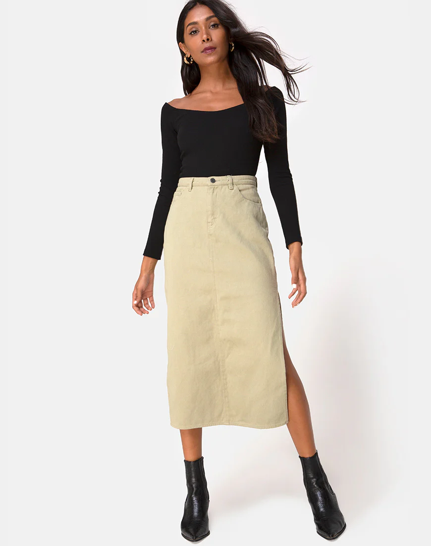 Lyra Midi Skirt in Sage - Awmao