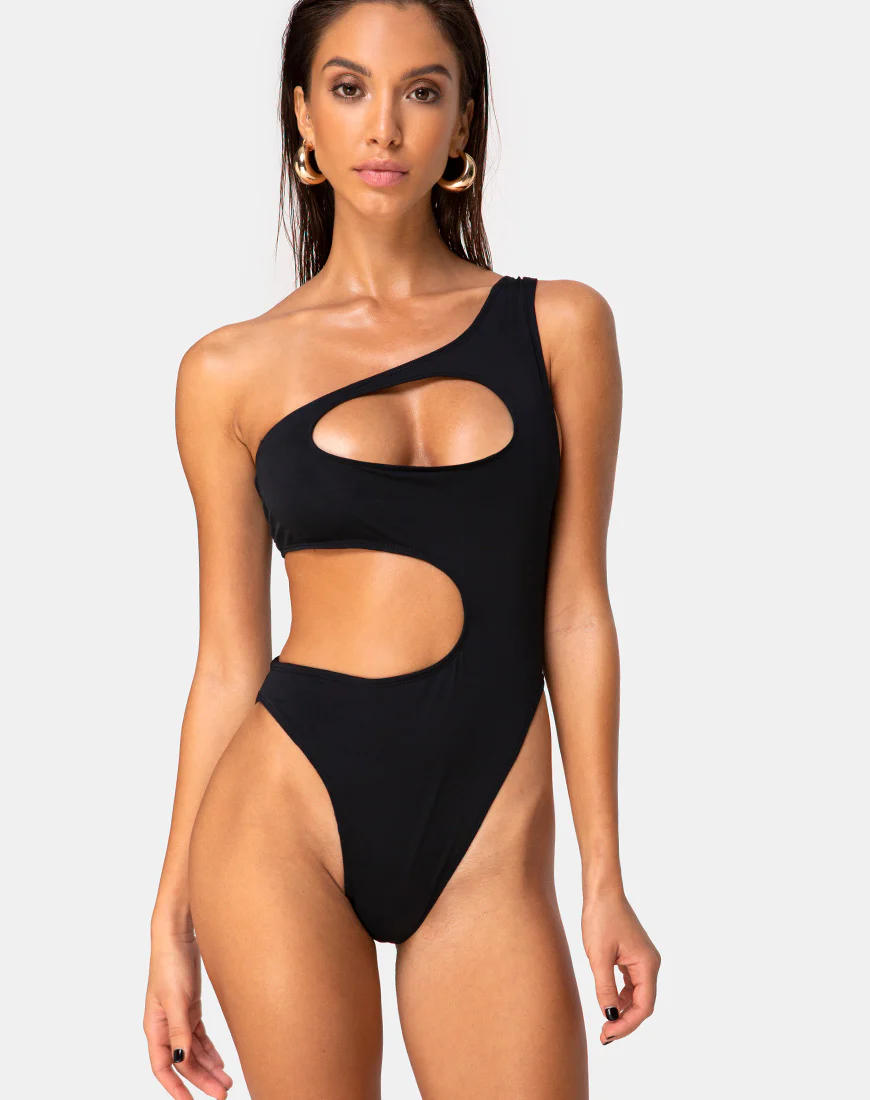 Velora Swimsuit in Matte Black - Awmao