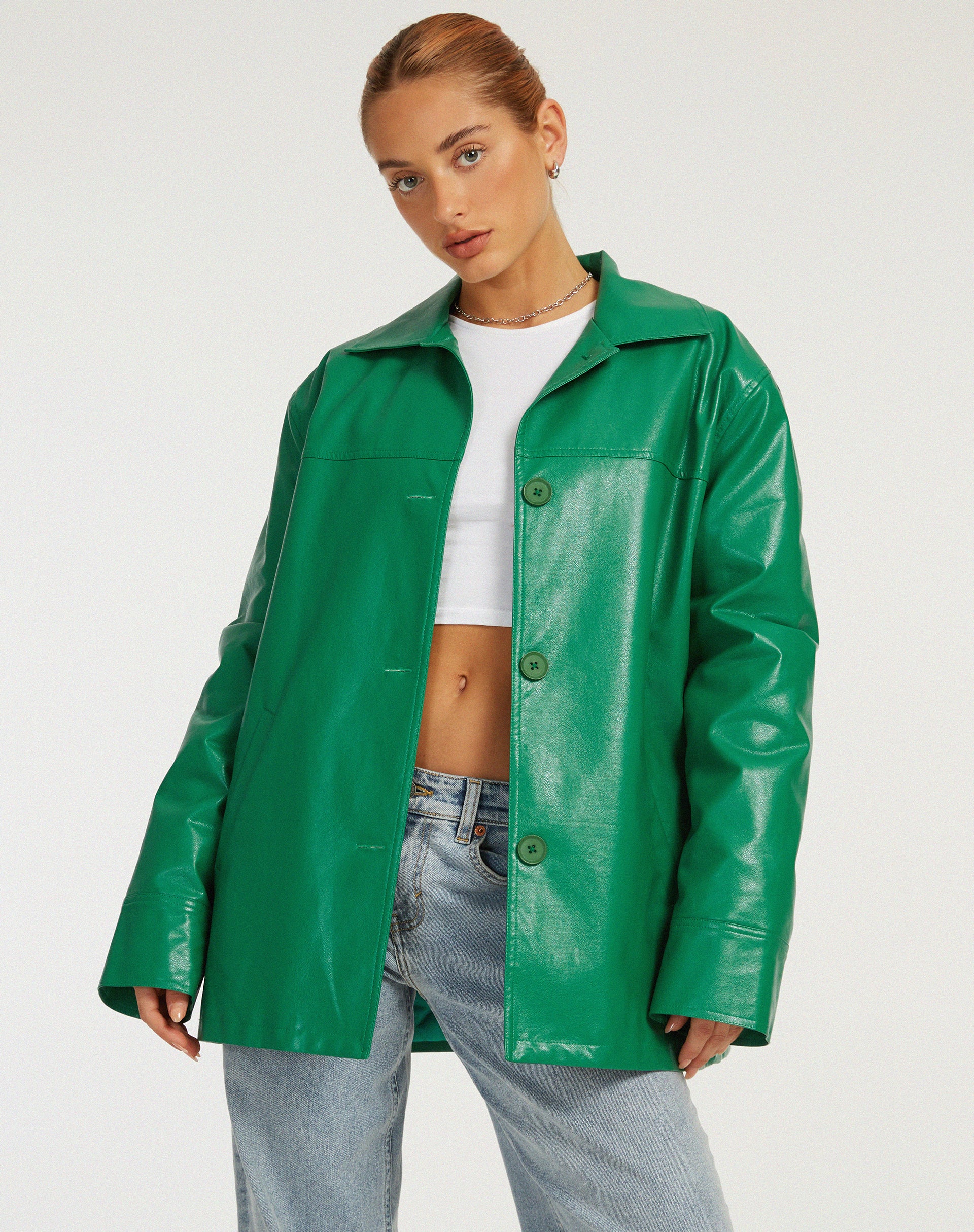 Walta Jacket in Pu Kelly Green - Awmao