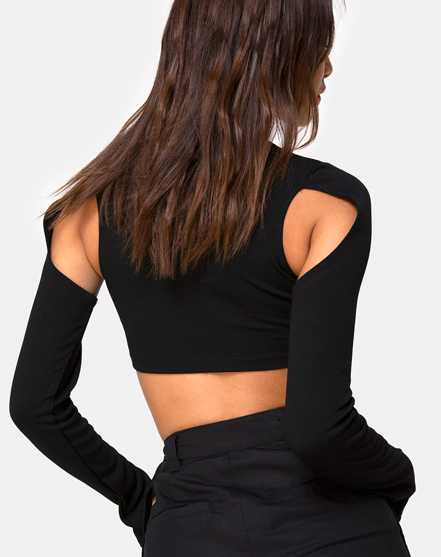 Lomiva Crop Top in Black - Awmao