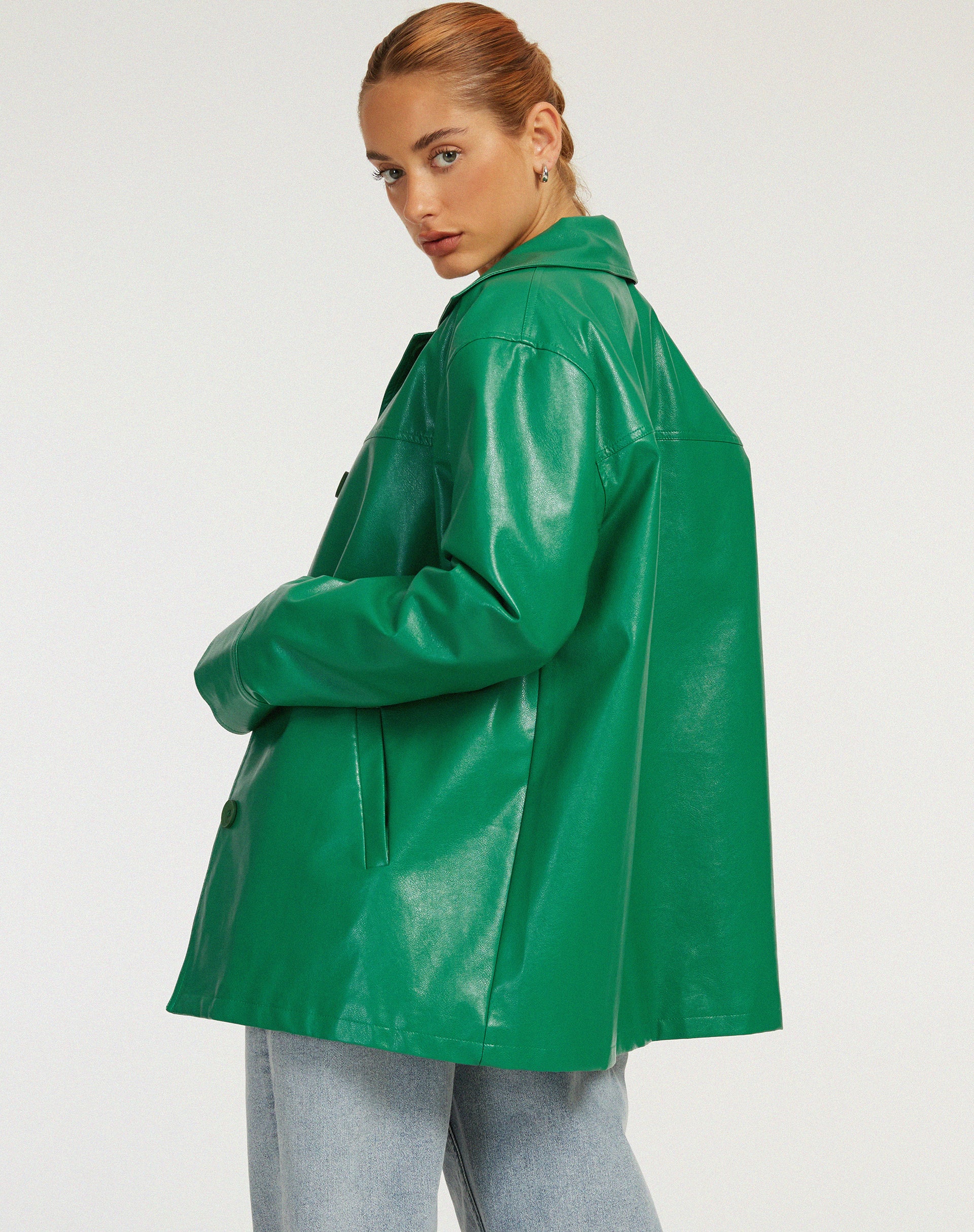 Walta Jacket in Pu Kelly Green - Awmao