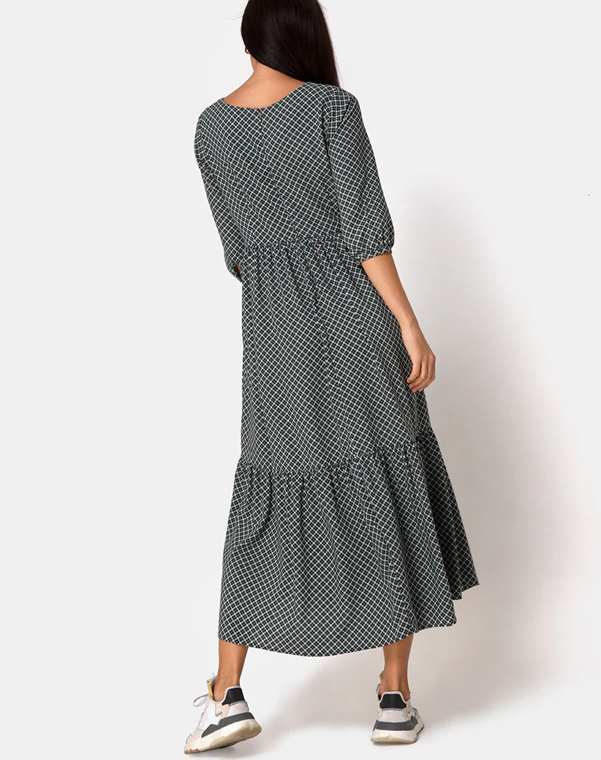 Ellery Maxi Dress in Check it Out Green - Awmao
