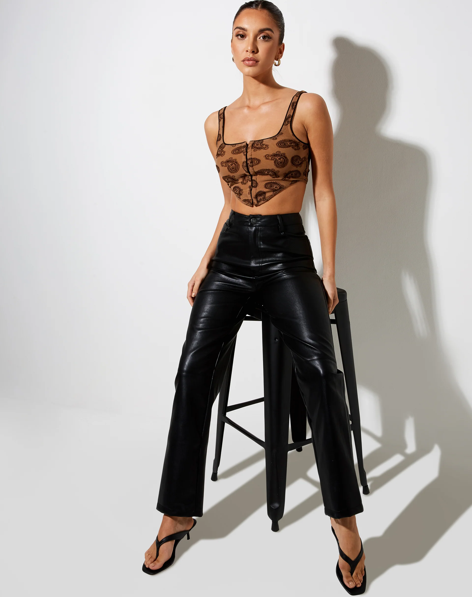 Elix Crop Top in Persian Night Flock Brown - Awmao