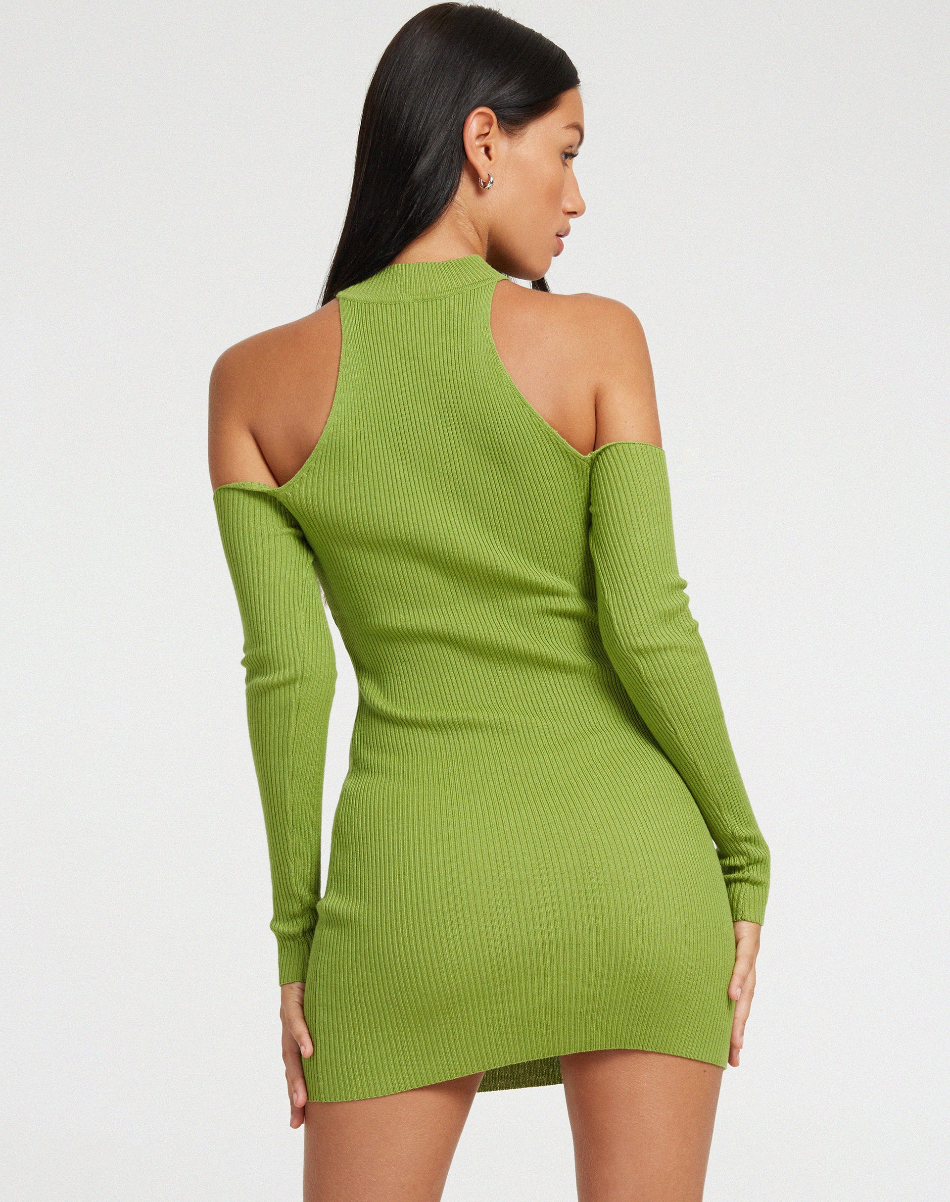 Dundar Knitted Mini Dress in Golden Lime - Awmao