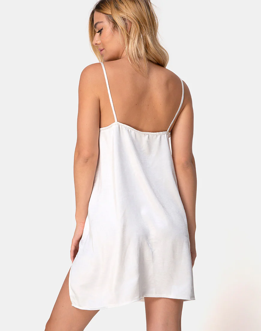 Batista Dress in Satin Ivory - Awmao