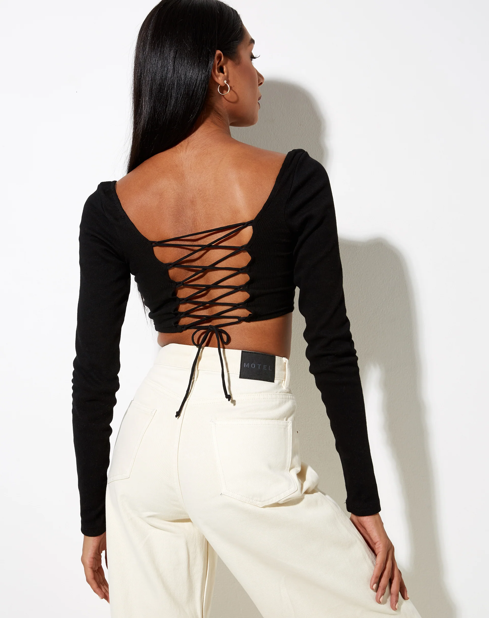 Gadze Crop Top in Rib Black - Awmao