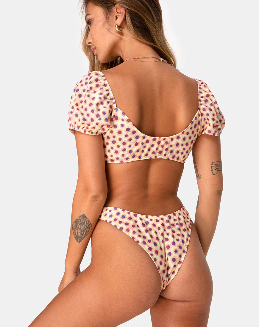 Makida Bikini Bottom in Ditsy Floral Yellow - Awmao