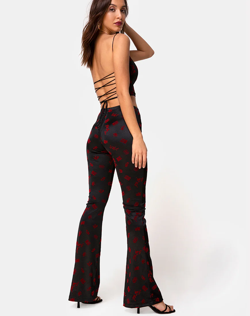 Jeva Flare Trouser in Japanesse Blossom - Awmao