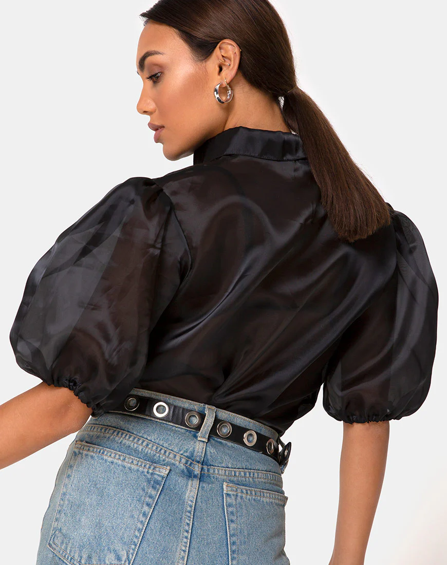 Maloney Blouse in Organza Black - Awmao