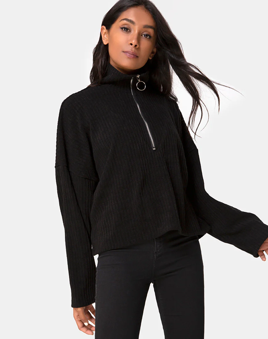 Vinnie Jumper in Knit Black - Awmao