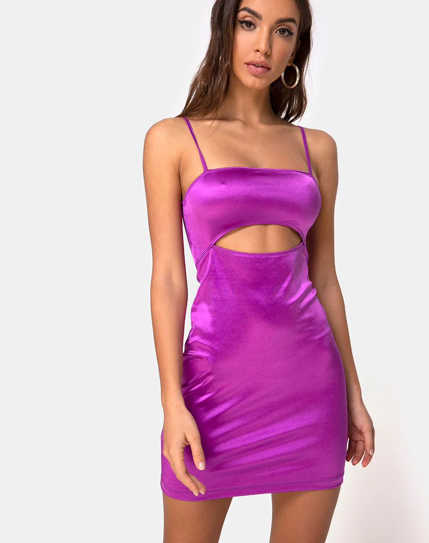 Sekka Dress in Satin Violet - Awmao