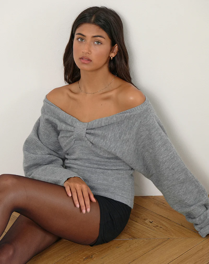 Sikuna Bow Jumper in Grey - Awmao