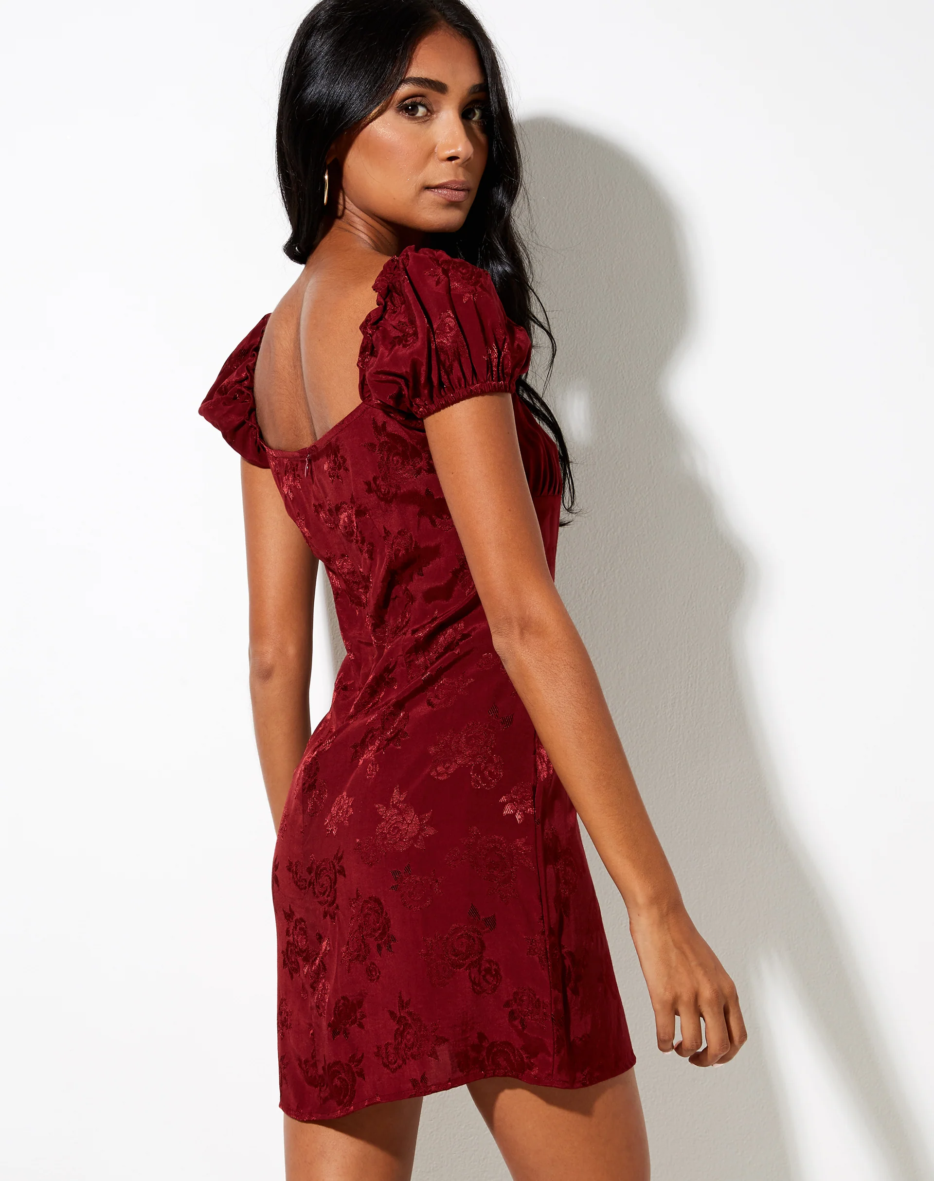 Menta Mini Dress in Satin Rose Mulberry - Awmao