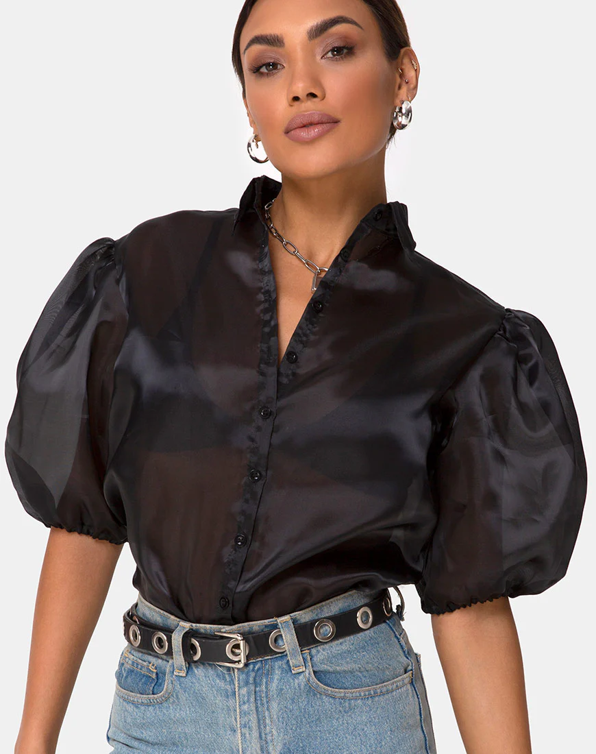 Maloney Blouse in Organza Black - Awmao