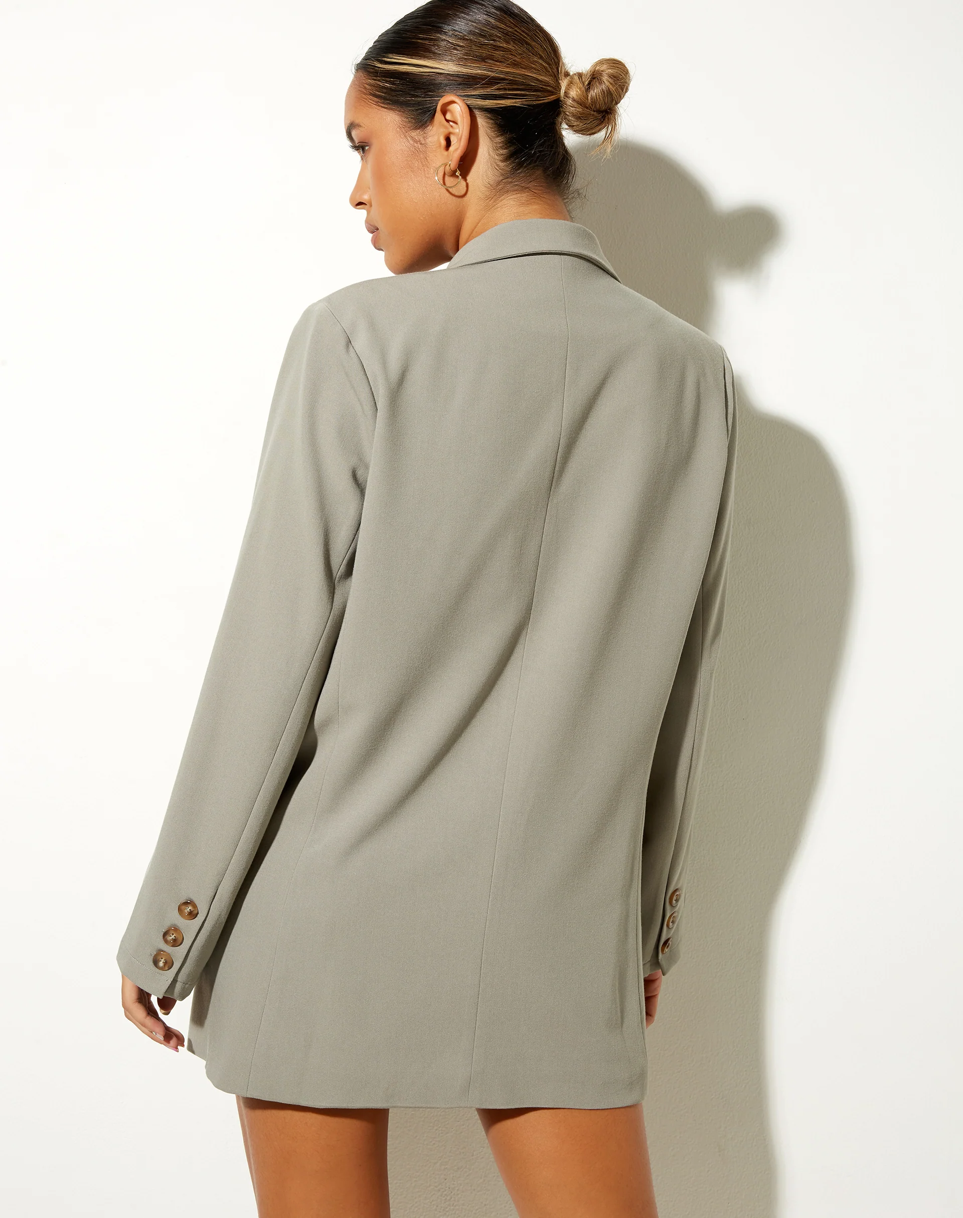 Meva Blazer Dress in Green Beige - Awmao