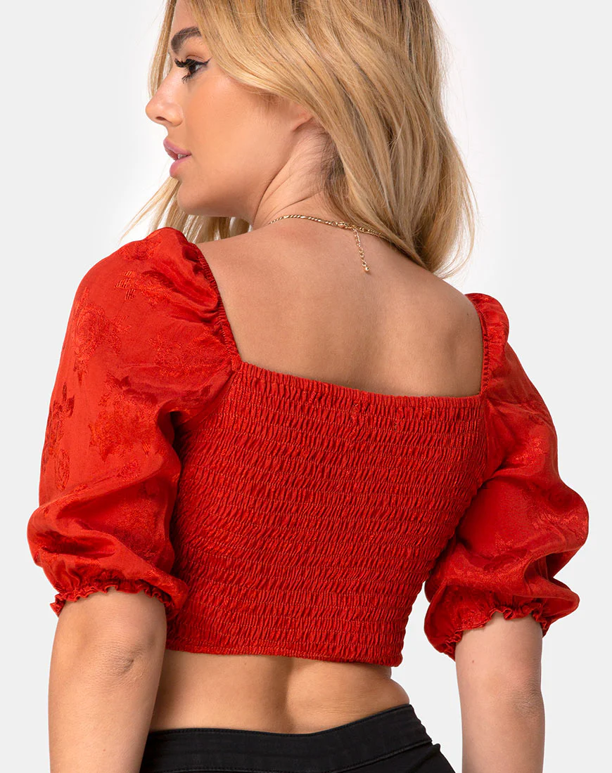 Lilian Crop Top in Satin Rose Rust - Awmao