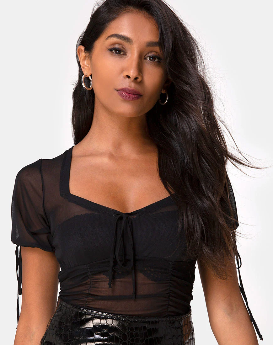 Guinevre Top in Black Net - Awmao