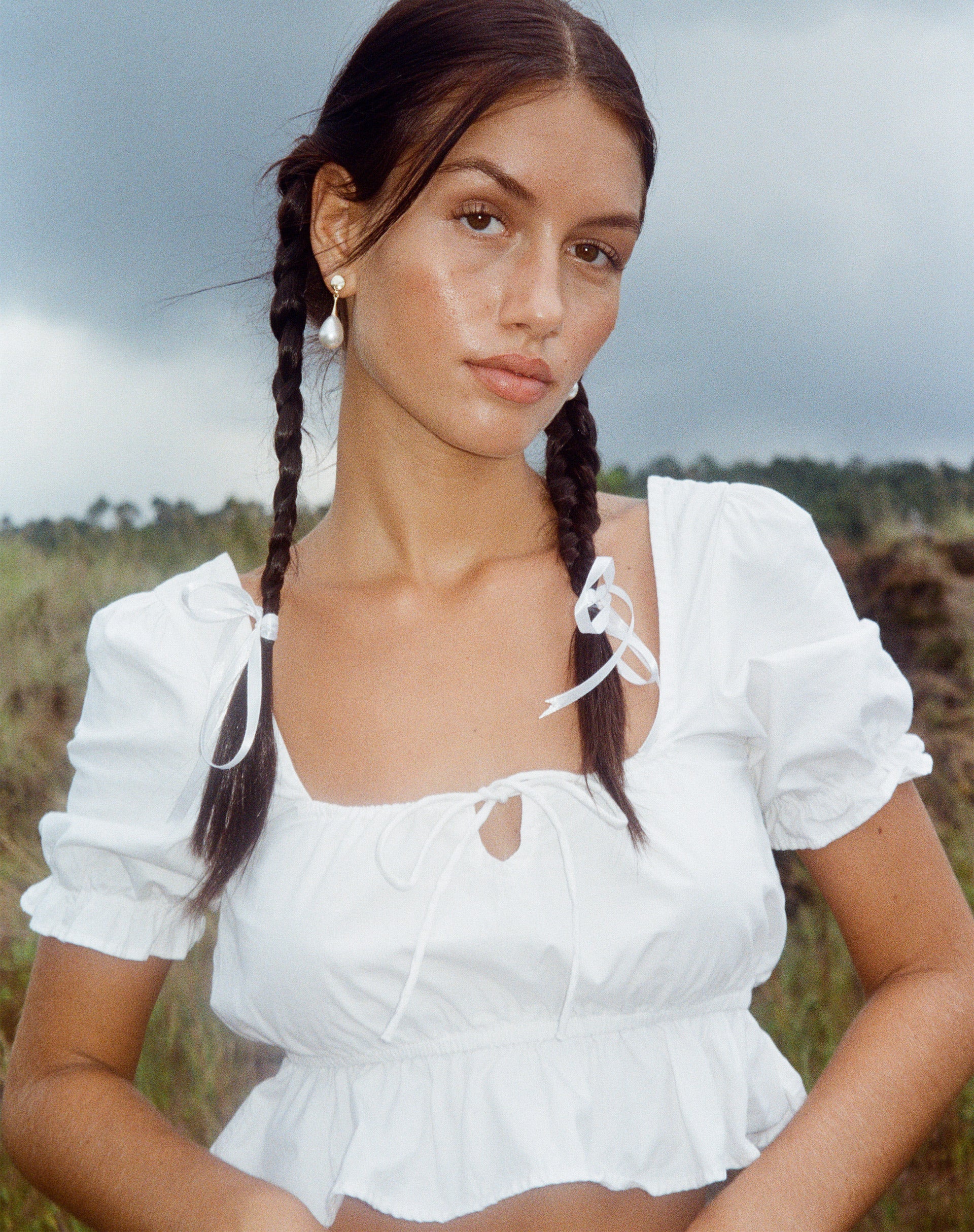 Slate Crop Top in Poplin White - Awmao