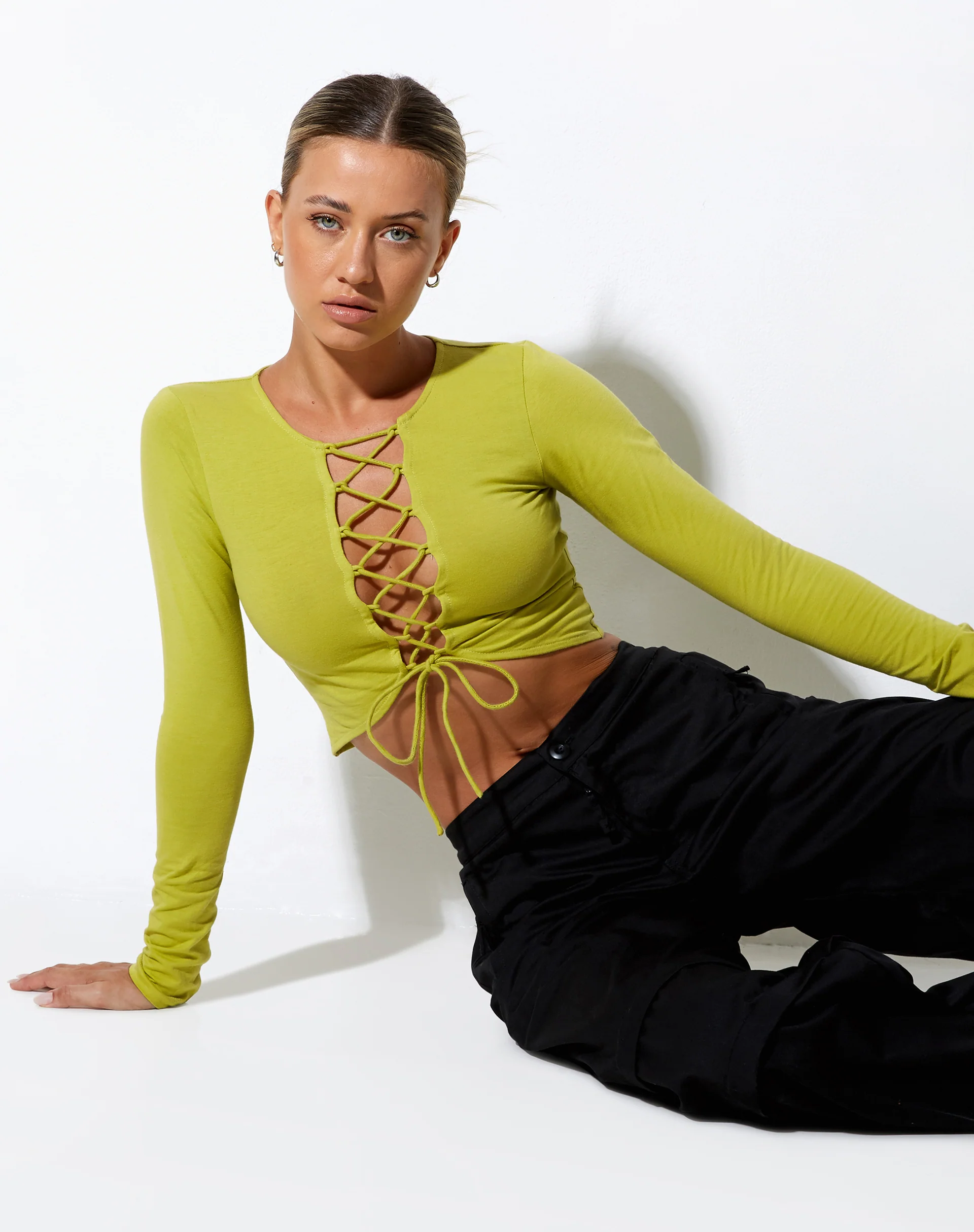 Gisy Crop Top in Lycra Lime - Awmao