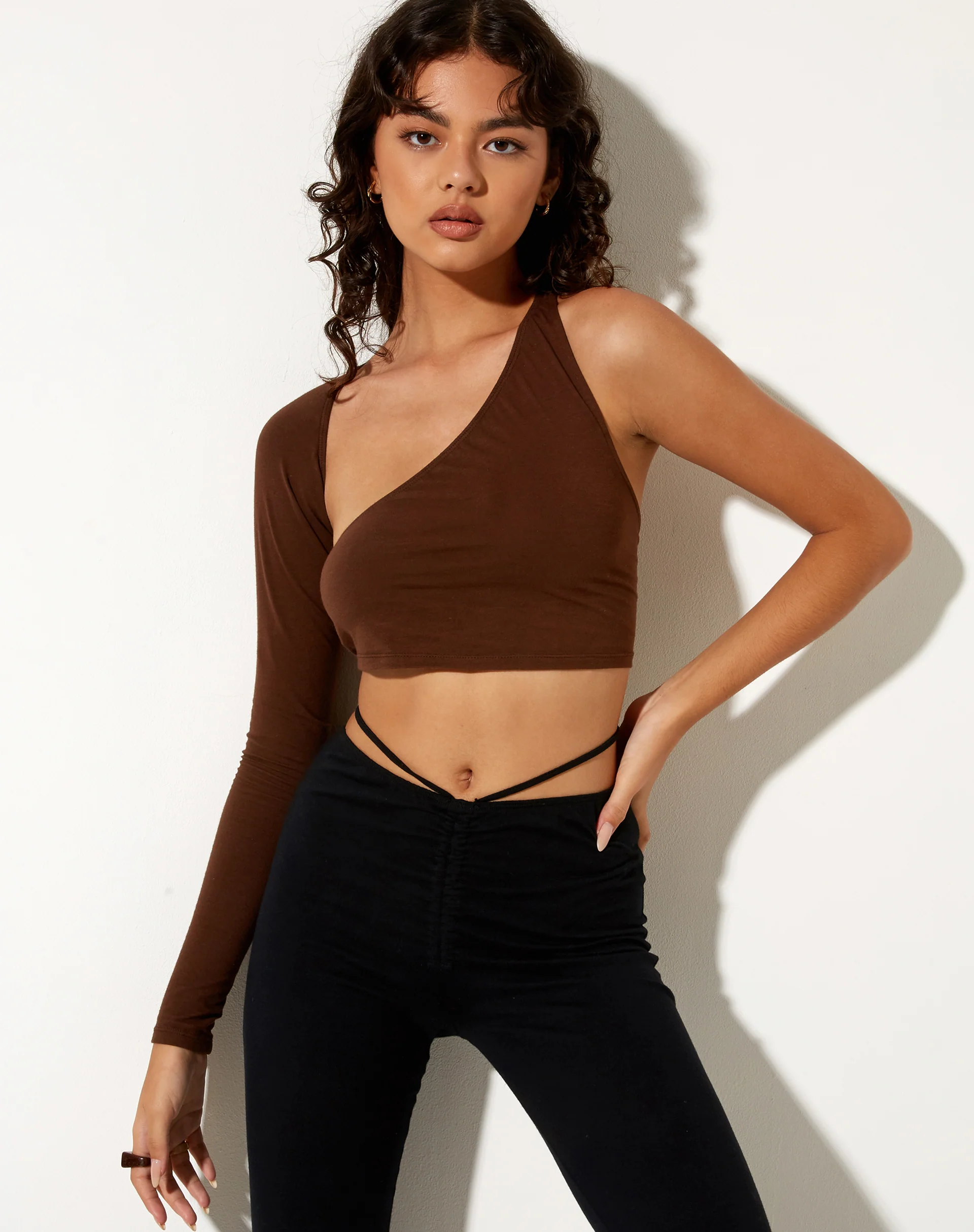 Grasel Crop Top in Lycra Cocoa - Awmao