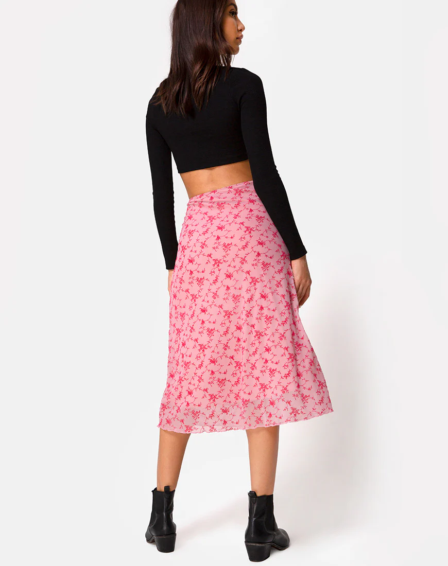 Taura Skirt in Love Bloom Pink Flock - Awmao