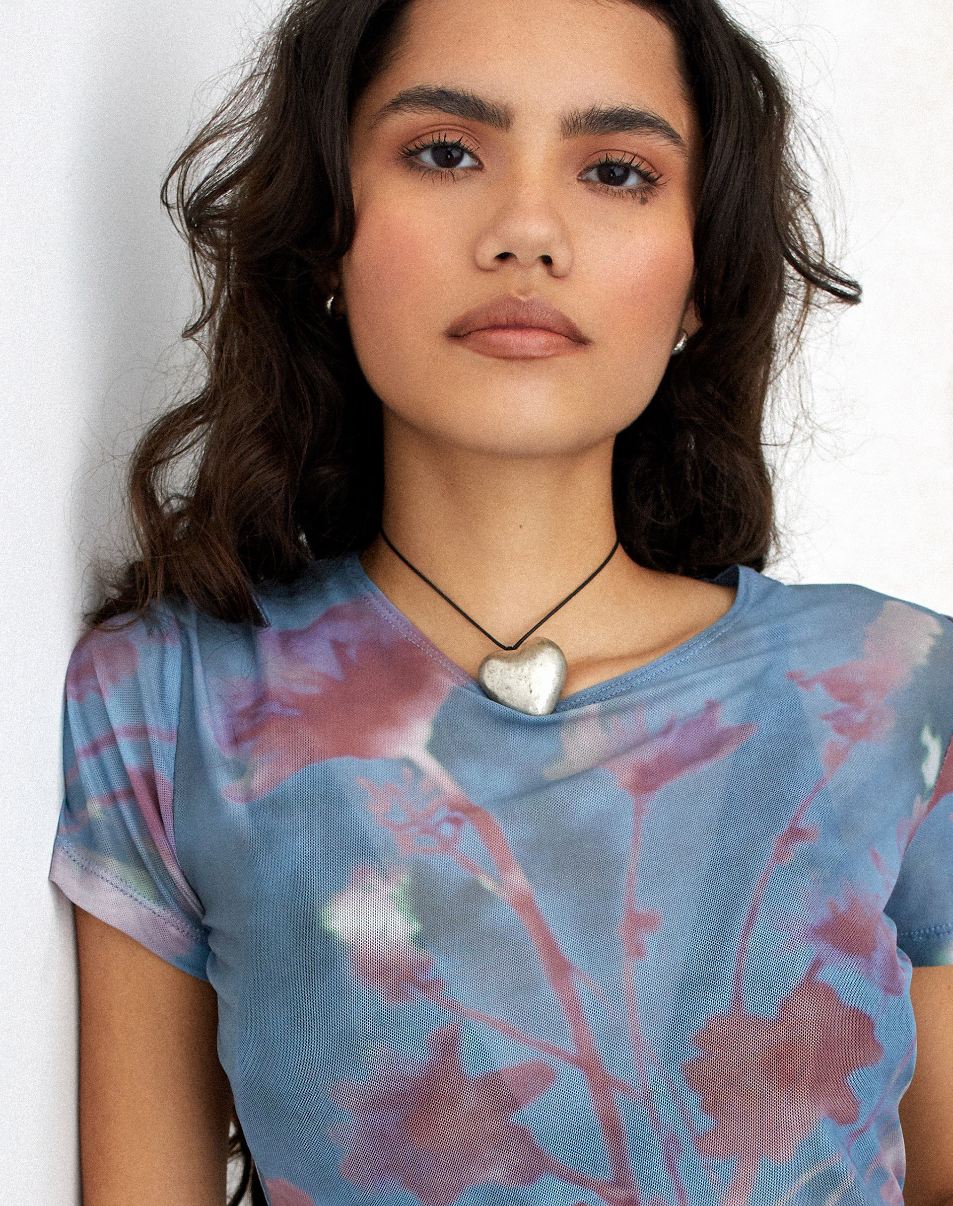 MOTEL X JACQUIE Tonia Printed Top in Lumen Mesh Blue - Awmao