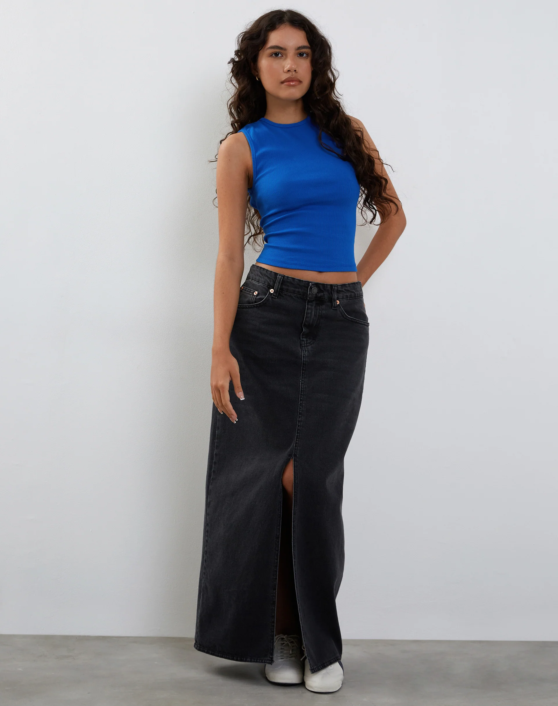 Gelsho Ribbed Open Back Tank Top in Cobalt - Awmao