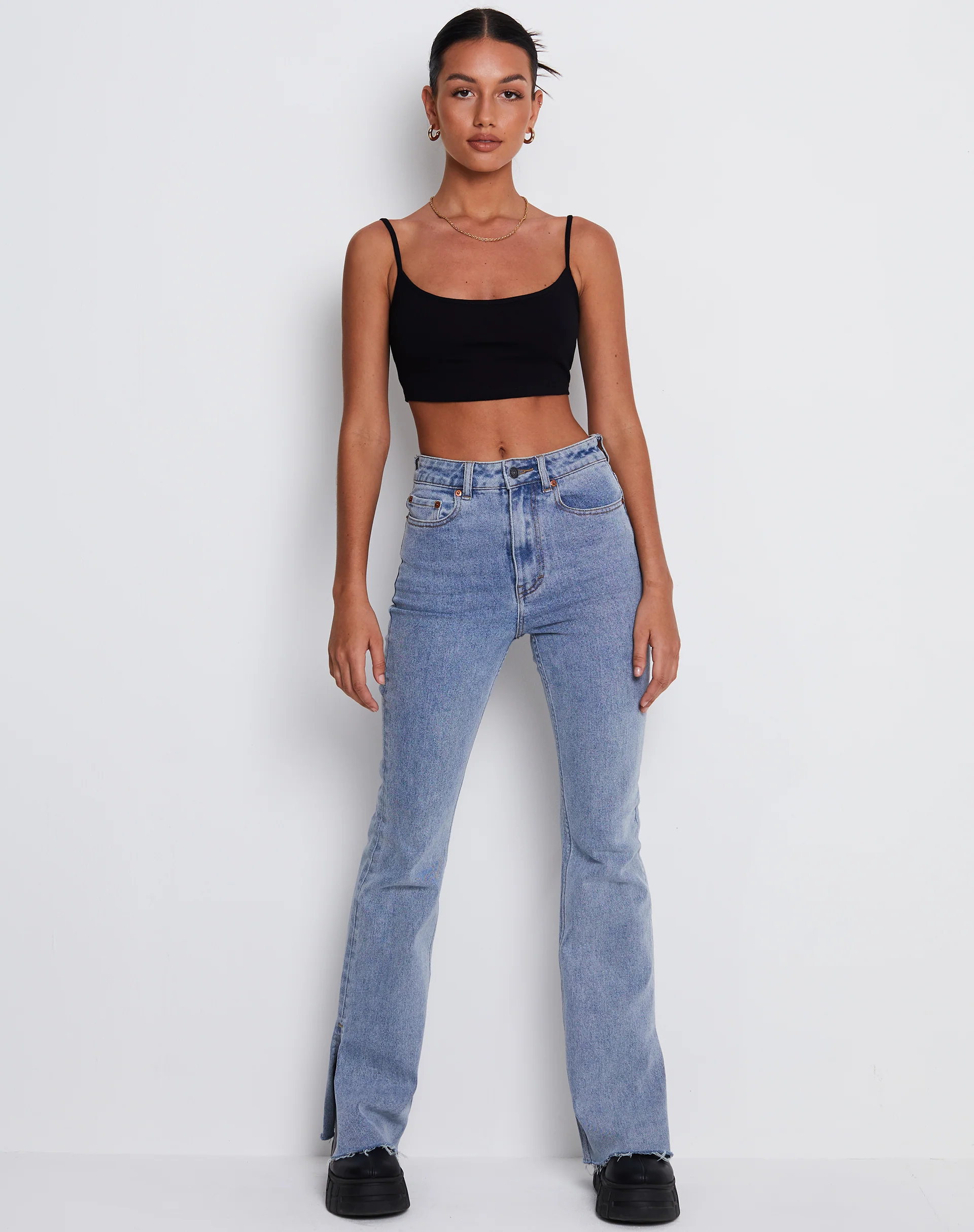 Keenan Crop Top in Lycra Black - Awmao