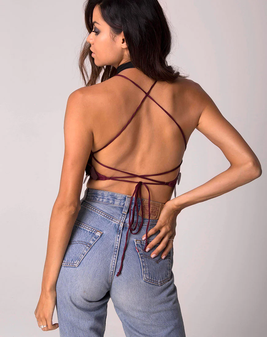 Kingsley Crop in Rose Big Disc Sequin - Awmao