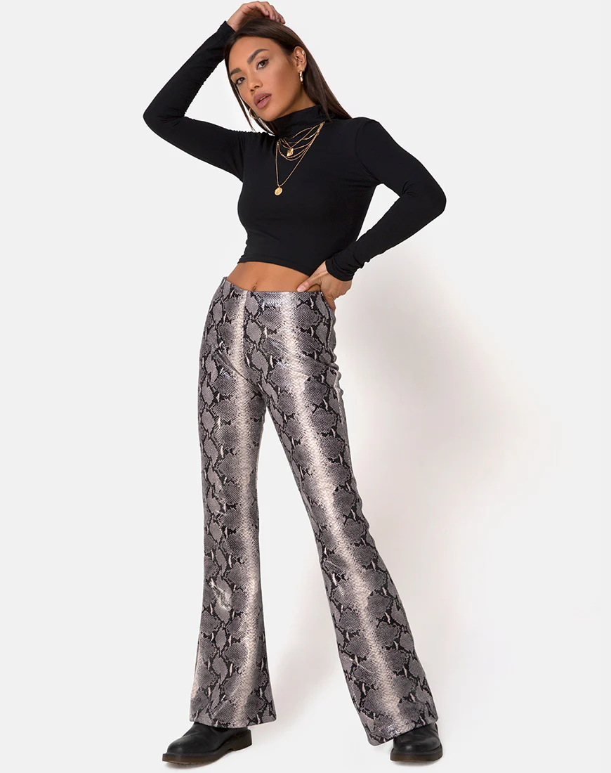 Jeden Trouser in PU Beige Snake - Awmao