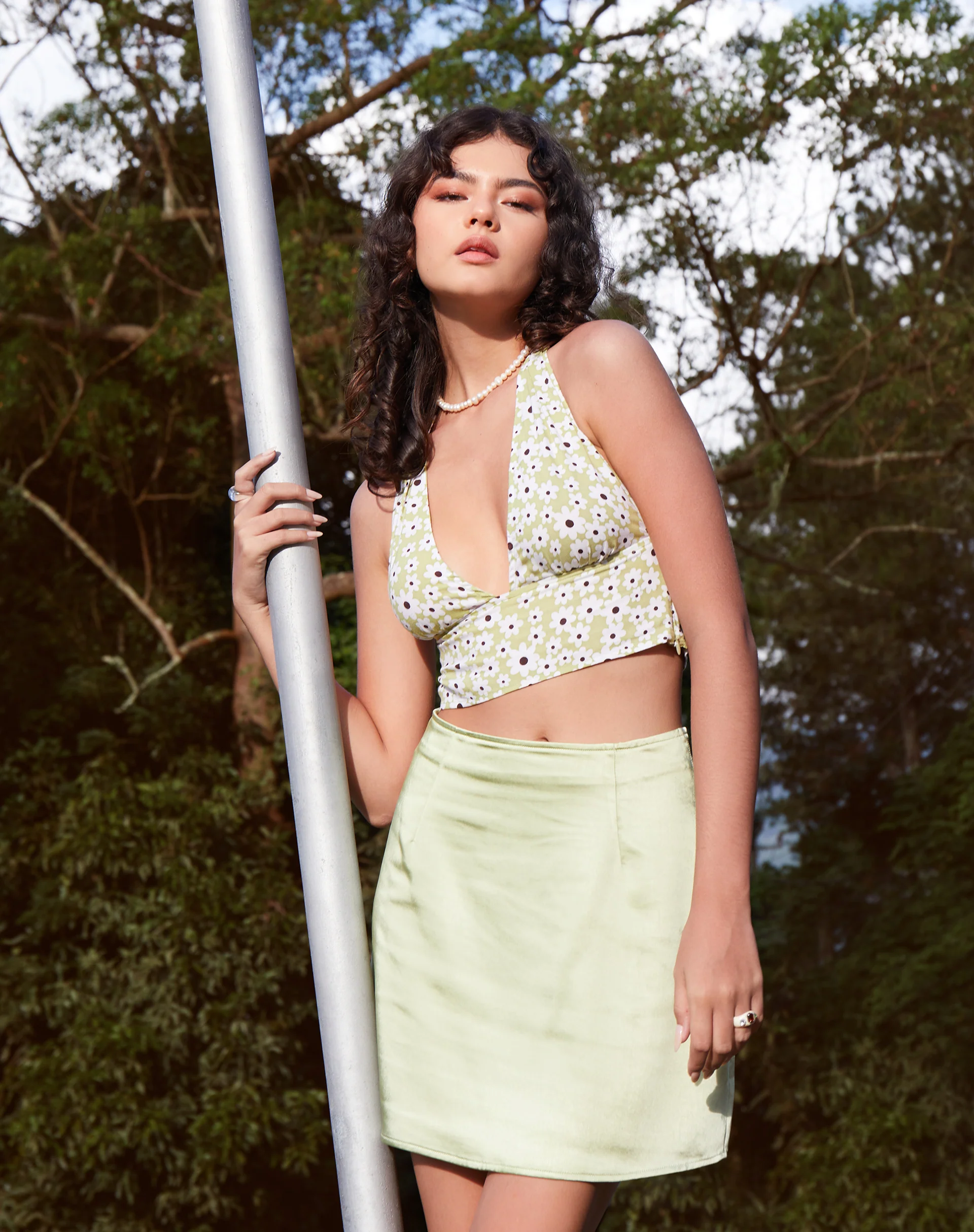 Nanda Crop Top in Daisy Duke Green - Awmao
