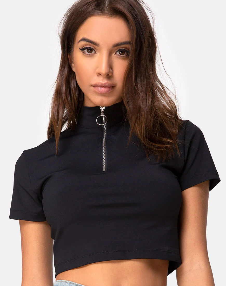 Lesver Crop Top in Black - Awmao