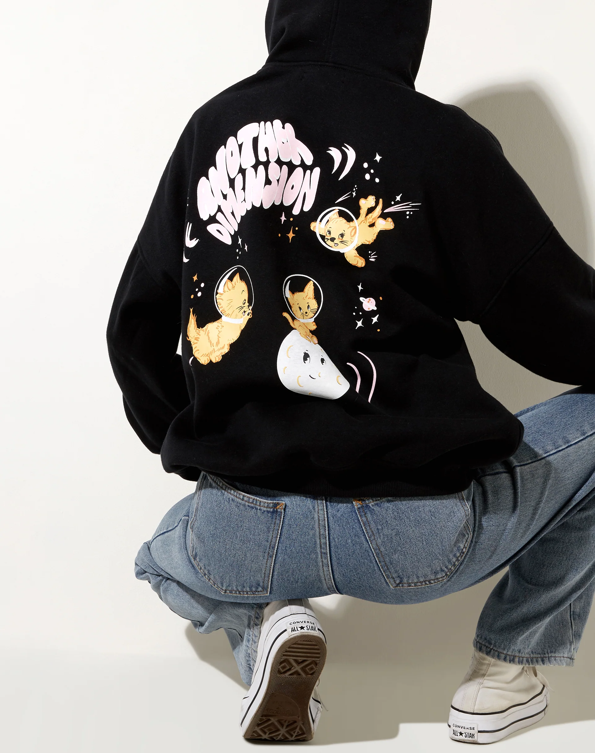 Oversize Hoodie in Black Another Dimension - Awmao