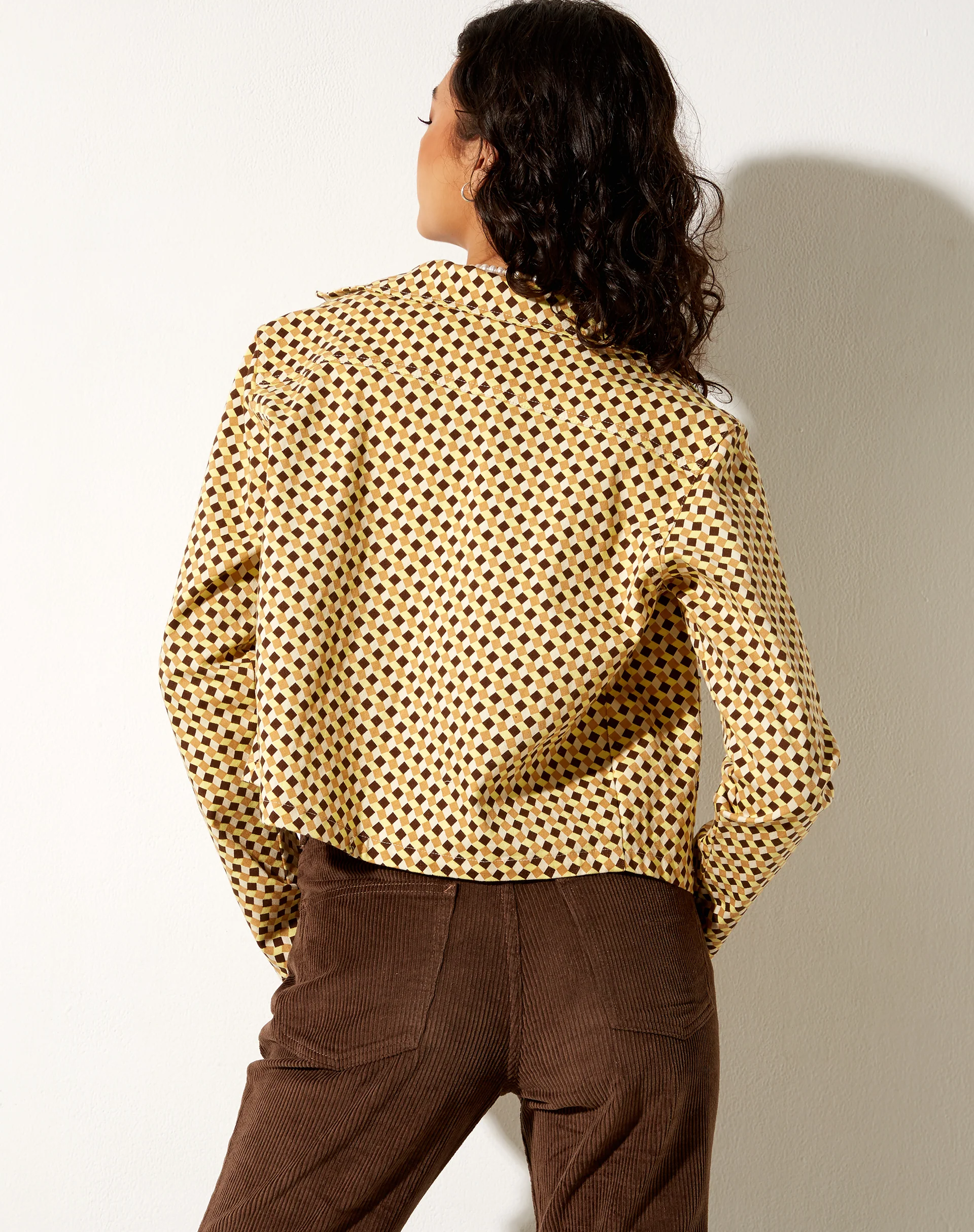 Mesha Jacket in Wavy Checker Yellow - Awmao