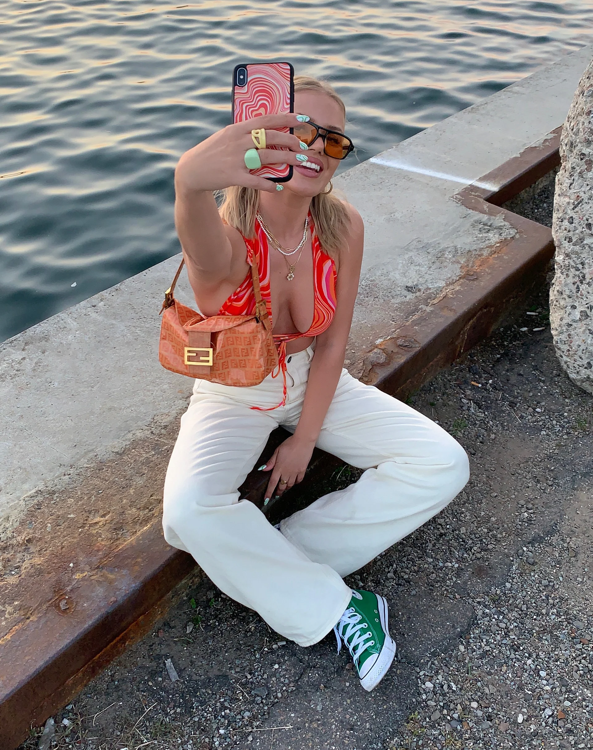 Iphone Case in 70's Ripple in Tangerine - Awmao