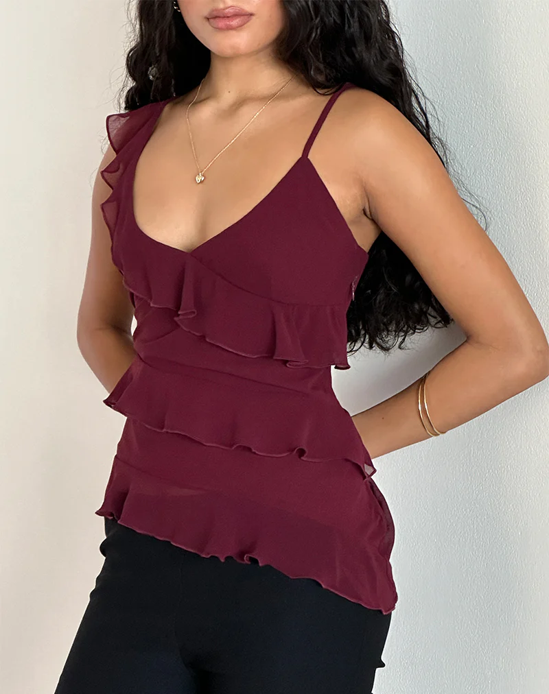 Irani Top in Ruby Wine - Awmao