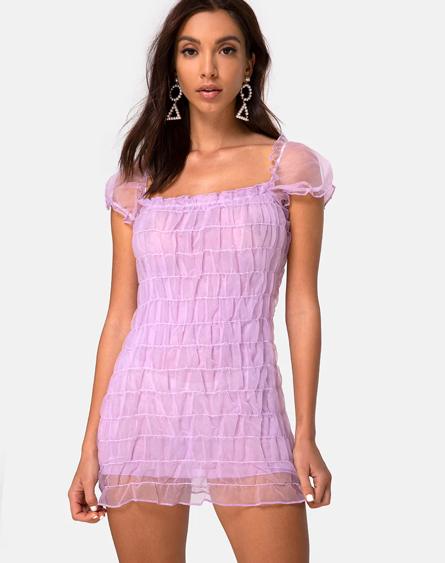 Lenira Mini Dress in Lilac - Awmao