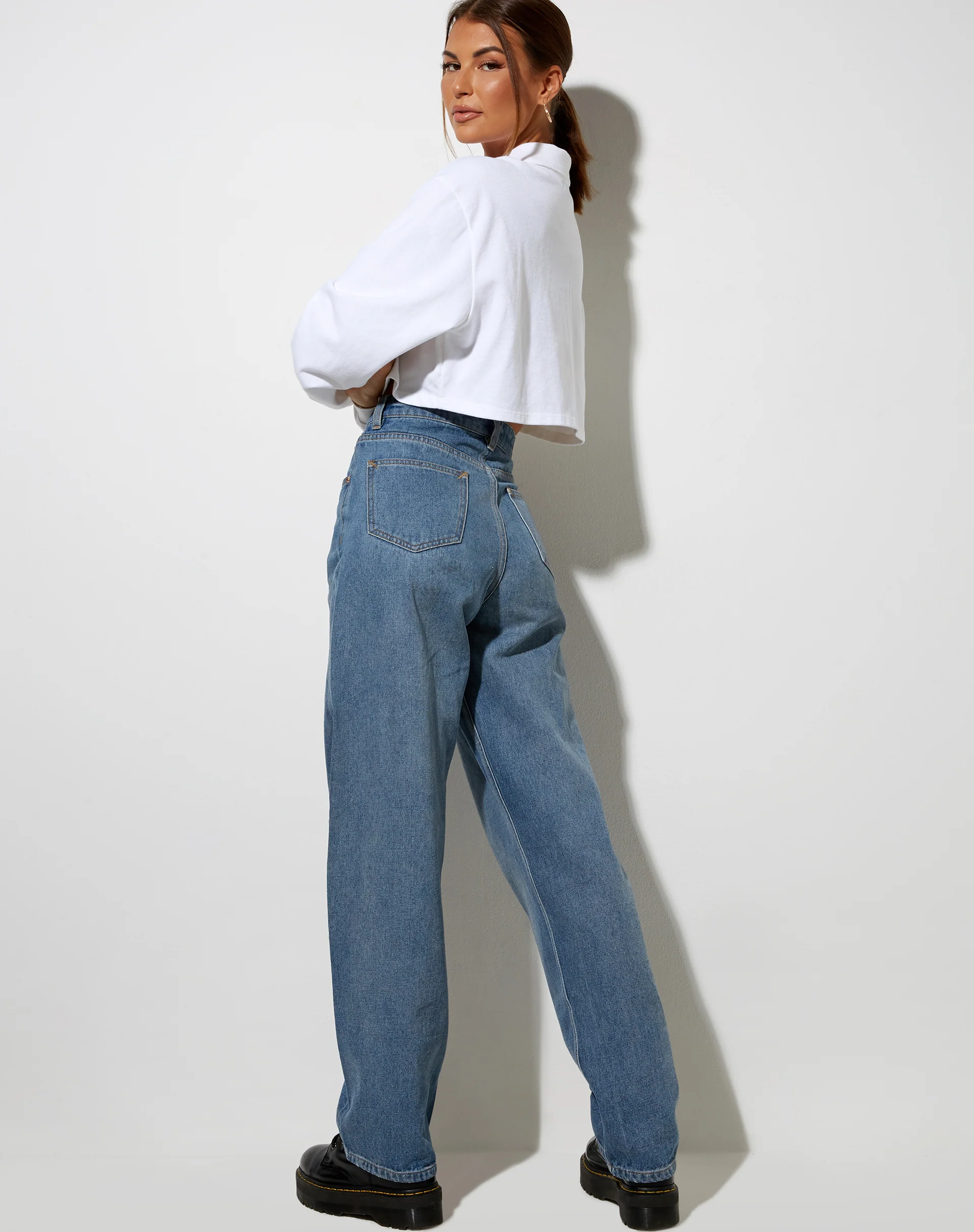 Gandi Crop Top in White with Motel Work Clothing Label - Awmao