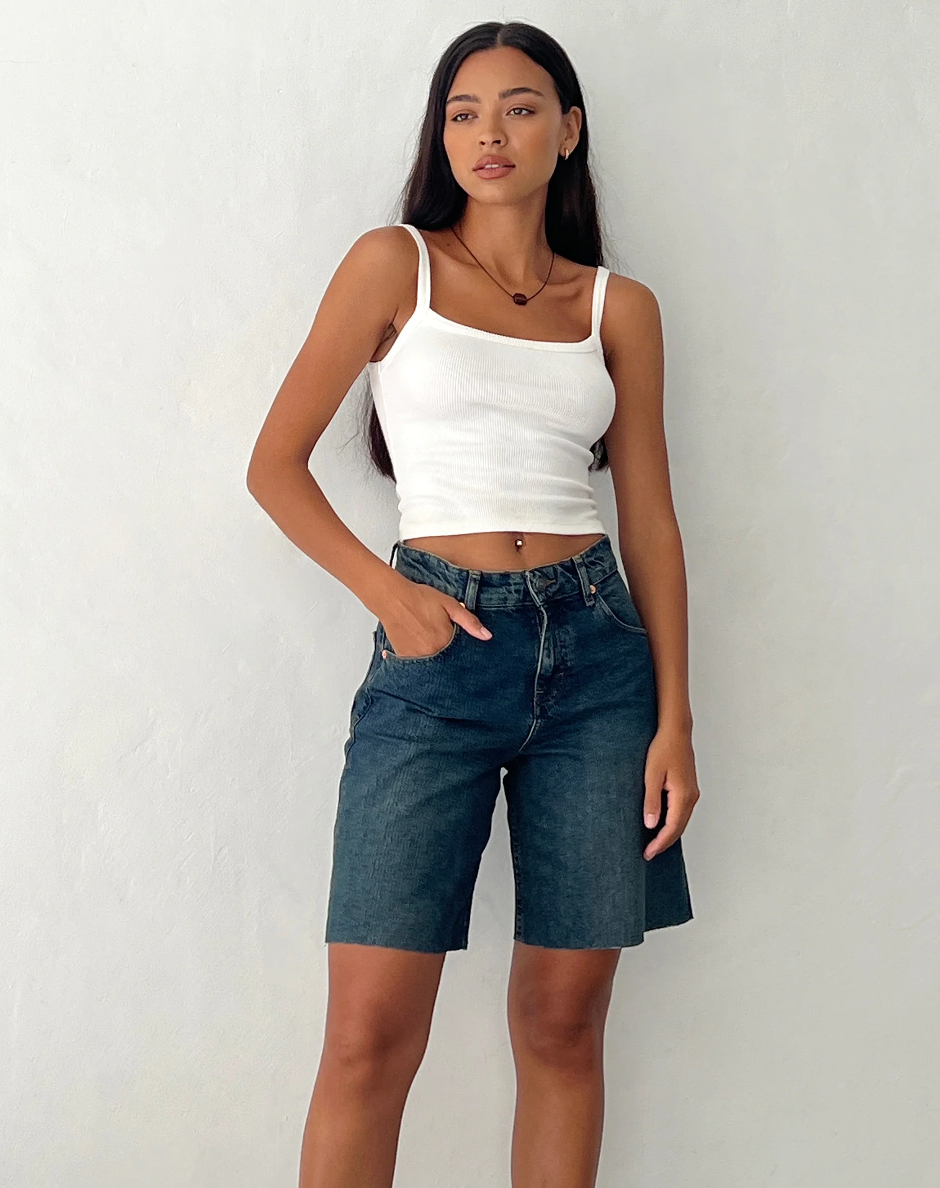 Roomy Mid Rise Jorts in Brown Blue Acid - Awmao