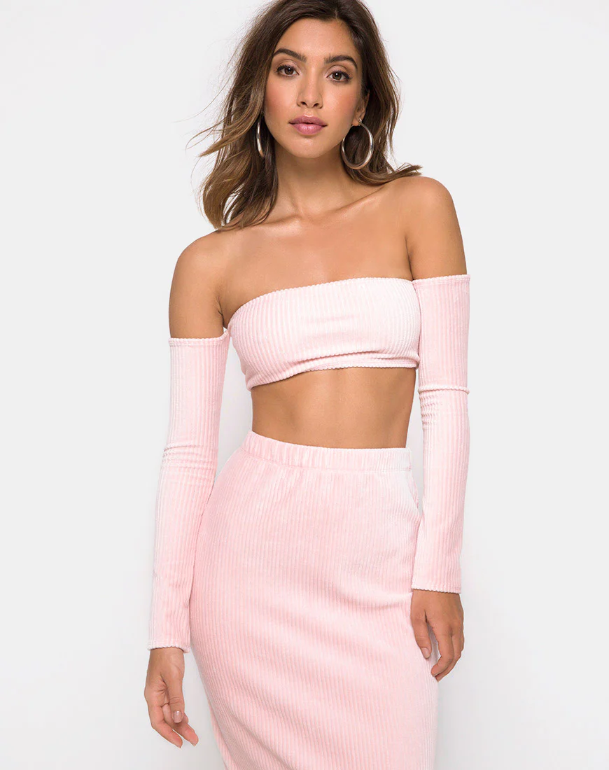 Bobby Midi Skirt in Fluffy Knit Candy - Awmao